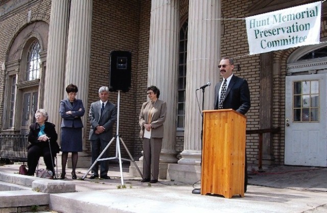 Announcement of Grant for Hunt Memorial Building Restoration, Liberty Square, Ellenville, NY